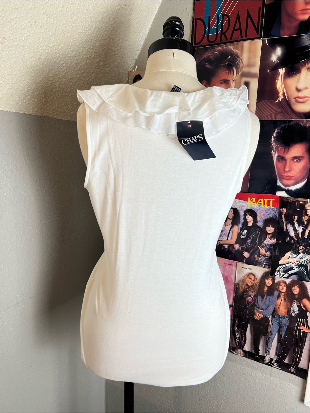 Chaps White Ruffle Tie-Front Tank - Picture 2 of 4